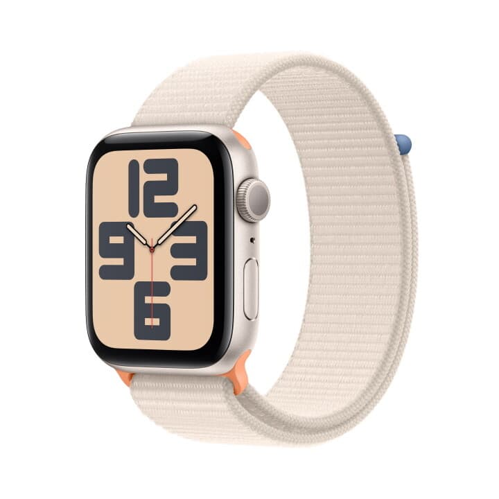 애플워치 SE GPS 44mm 스타라이트 알루미늄 케이스, 스타라이트 스포츠루프 (MRE63KH/A)