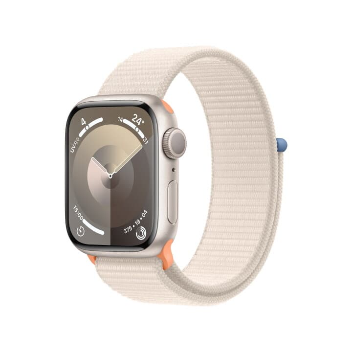 애플워치 9 GPS 41mm 스타라이트 알루미늄 케이스, 스타라이트 스포츠 루프 (MR8V3KH/A)