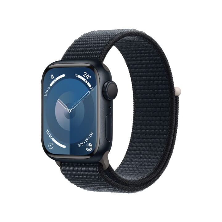 애플워치 9 GPS 41mm 미드나이트 알루미늄 케이스, 미드나이트 스포츠 루프 (MR8Y3KH/A)
