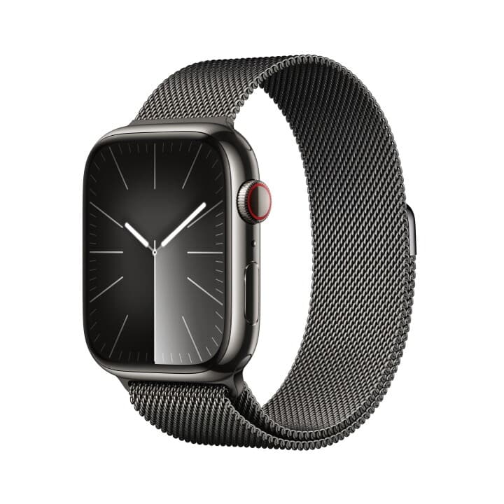 애플워치 9 GPS+Cellular 45mm 그래파이트 스테인리스 스틸 케이스, 그래파이트 밀레니즈 루프 (MRMX3KH/A)