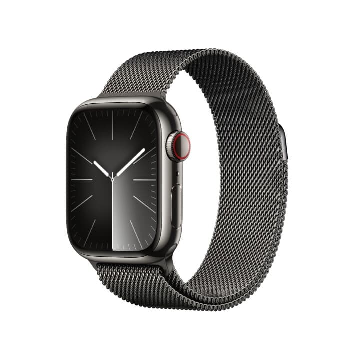 애플워치 9 GPS+Cellular 41mm 그래파이트 스테인리스 스틸 케이스, 그래파이트 밀레니즈 루프 (MRJA3KH/A)