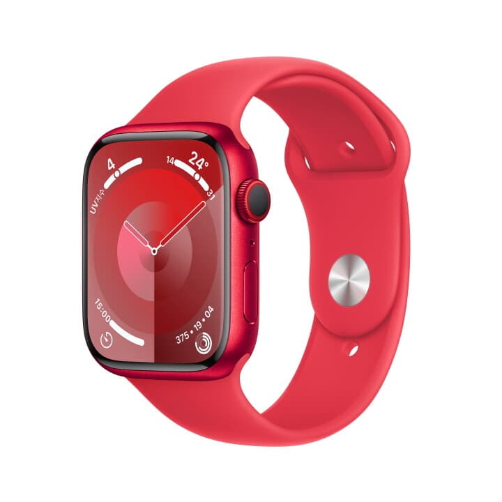 애플워치 9 GPS+Cellular 45mm (PRODUCT)RED 알루미늄 케이스, (PRODUCT)RED 스포츠 밴드 - S/M (MRYE3KH/A)