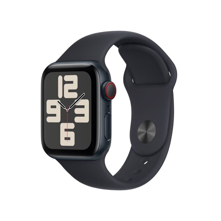 애플워치 SE GPS+Cellular 40mm 미드나이트 알루미늄 케이스, 미드나이트 스포츠 밴드 - M/L (MRGA3KH/A)