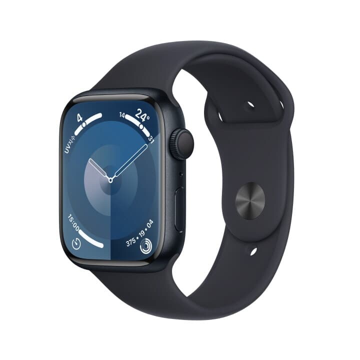 애플워치 9 GPS+Cellular 45mm 미드나이트 알루미늄 케이스, 미드나이트 스포츠 밴드 - M/L (MRMD3KH/A)