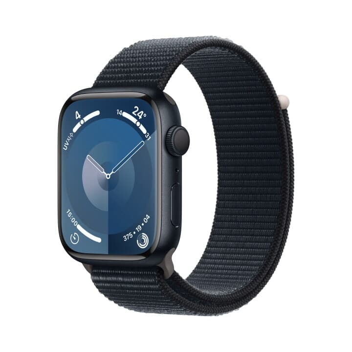 애플워치 9 GPS+Cellular 45mm 미드나이트 알루미늄 케이스, 미드나이트 스포츠 루프 (MRMF3KH/A)