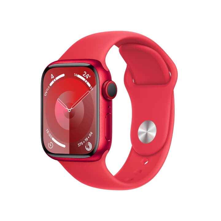 애플워치 9 GPS+Cellular 41mm (PRODUCT)RED 알루미늄 케이스, (PRODUCT)RED 스포츠 밴드 - M/L (MRY83KH/A)