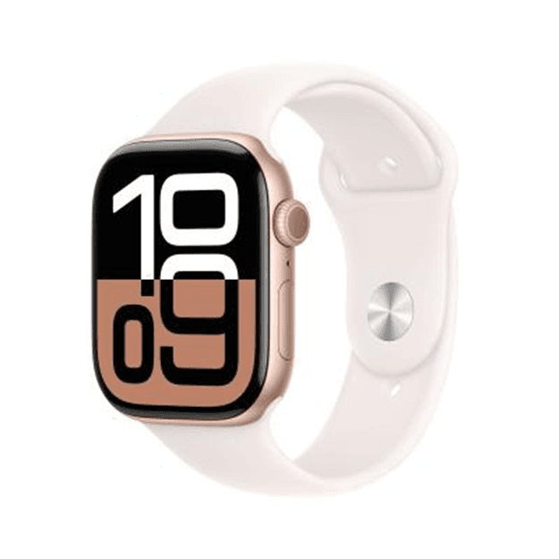 애플워치 10 GPS 46mm 로즈 골드 알루미늄, 라이트 블러시 스포츠 밴드 - S/M (MWWT3KH/A)