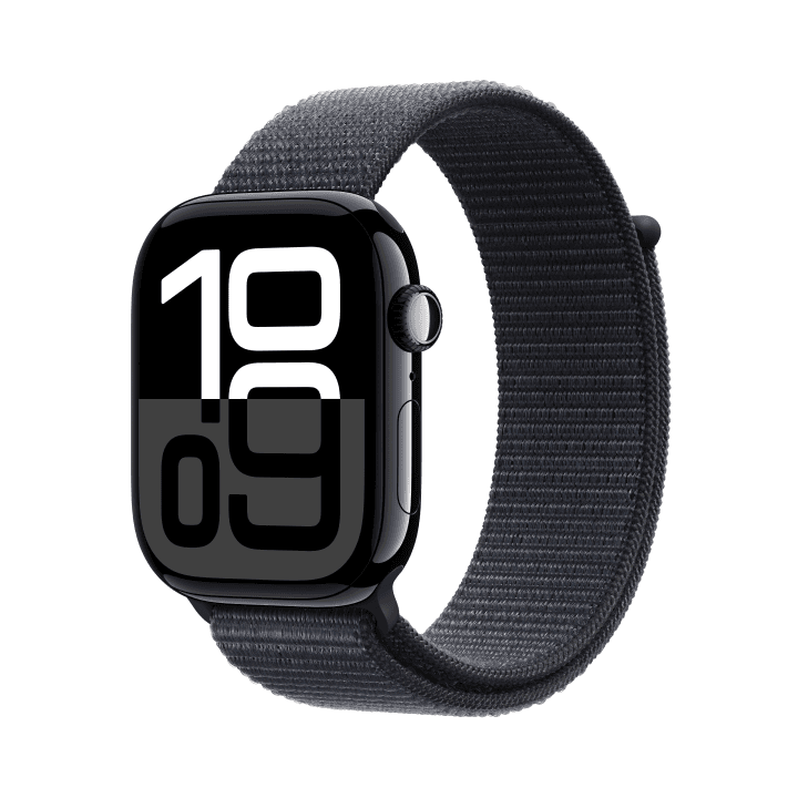 애플워치 10 셀룰러 46mm 제트 블랙 알루미늄 케이스, 잉크 스포츠 루프 (MWY53KH/A)