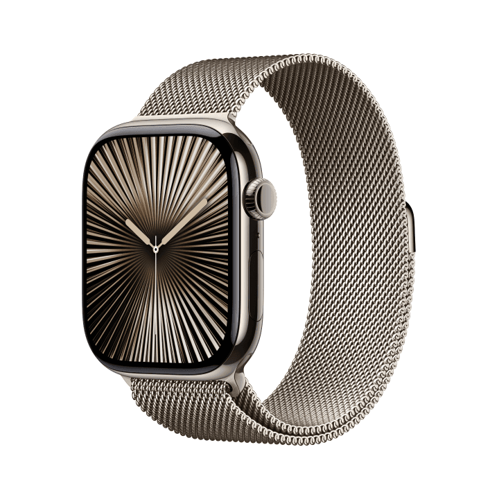 애플워치 10 셀룰러 46mm 내추럴 티타늄 케이스, 내추럴 밀레니즈 루프 - M/L (MWYC3KH/A)