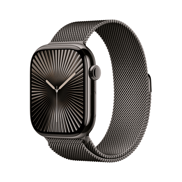 애플워치 10 셀룰러 46mm 슬레이트 티타늄 케이스, 슬레이트 밀레니즈 루프 - M/L (MWYW3KH/A)