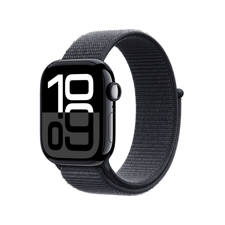 애플워치 10 GPS 42mm 제트 블랙 알루미늄 케이스, 잉크 스포츠 루프 (MWWG3KH/A)