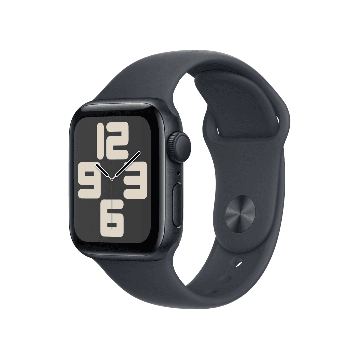 애플워치 SE 2024년형 GPS 40mm 미드나이트 알루미늄 케이스, 미드나이트 스포츠 밴드 - S/M (MXE73KH/A)