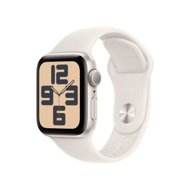 애플워치 SE 2024년형 GPS 40mm 스타라이트 알루미늄 케이스, 스타라이트 스포츠 밴드 - M/L (MXEG3KH/A)