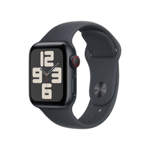 애플워치 SE 2024년형 셀룰러 40mm 미드나이트 알루미늄, 미드나이트 스포츠 밴드 - M/L (MXGD3KH/A)