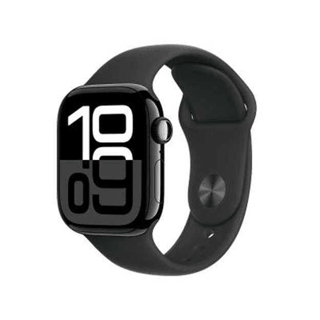애플워치 10 셀룰러 42mm 제트 블랙 알루미늄 케이스, 블랙 스포츠 밴드 - M/L (MWX73KH/A)