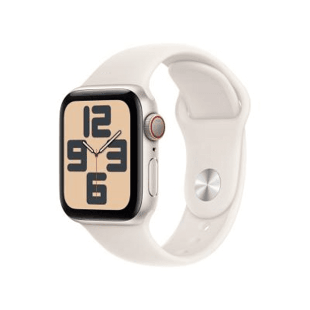 애플워치 SE 2024년형 셀룰러 40mm 스타라이트 알루미늄, 스타라이트 스포츠 밴드 - M/L (MXGK3KH/A)