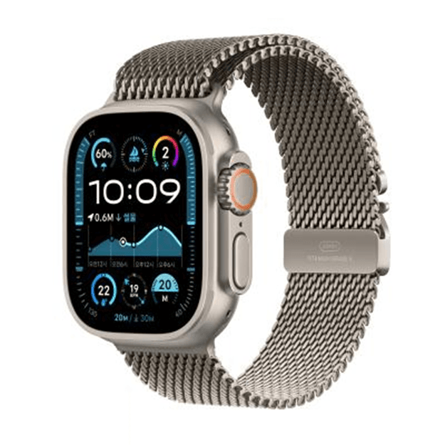 애플워치 Ultra 2 49mm 내추럴 티타늄, 내추럴 티타늄 밀레니즈 루프 - S (MX4M3KH/A)