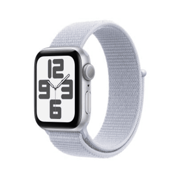 애플워치 SE 2024년형 GPS 40mm 실버 알루미늄 케이스, 블루 클라우드 스포츠 루프 (MXEE3KH/A)