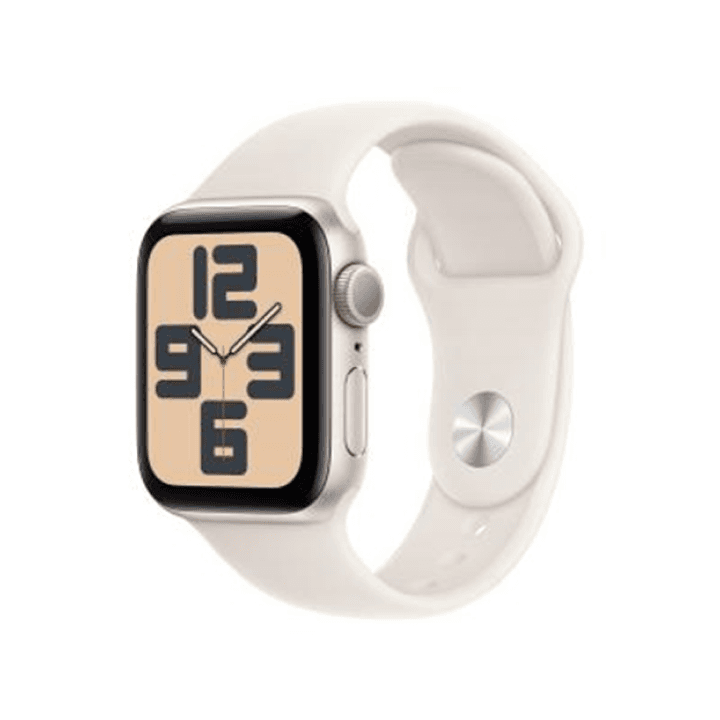 애플워치 SE 2024년형 GPS 40mm 스타라이트 알루미늄 케이스, 스타라이트 스포츠 밴드 - S/M (MXEF3KH/A)