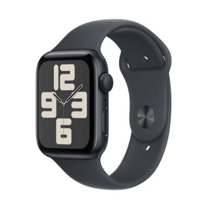 애플워치 SE 2024년형 GPS 44mm 미드나이트 알루미늄 케이스, 미드나이트 스포츠 밴드 - M/L (MXEK3KH/A)