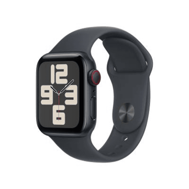 애플워치 SE 2024년형 셀룰러 40mm 미드나이트 알루미늄, 미드나이트 스포츠 밴드 - S/M (MXGC3KH/A)