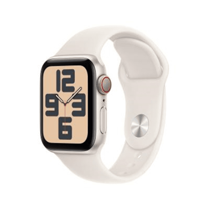 애플워치 SE 2024년형 셀룰러 40mm 스타라이트 알루미늄, 스타라이트 스포츠 밴드 - S/M (MXGJ3KH/A)