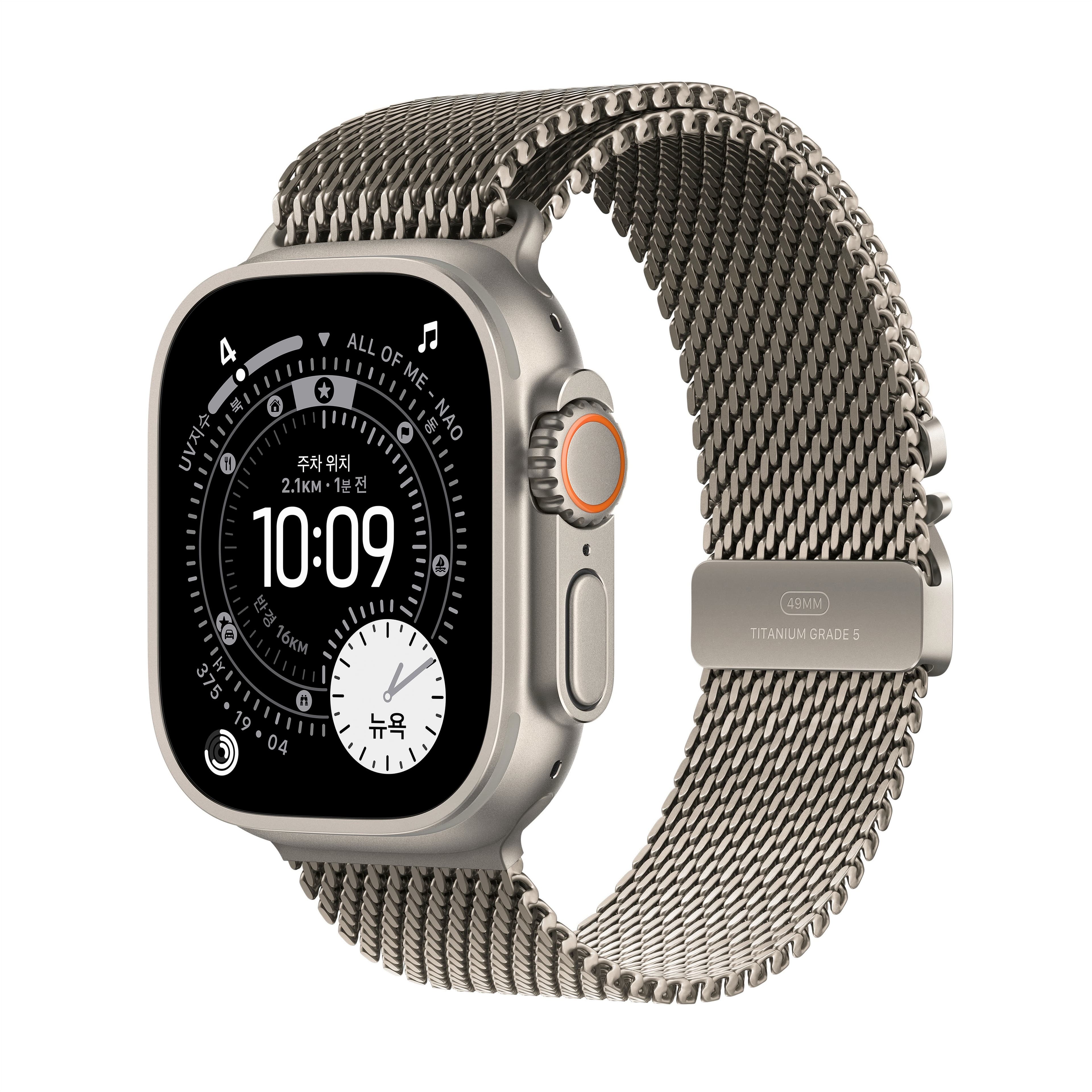 애플워치 울트라 3 49mm 내추럴 티타늄, 밀레니즈 루프 (M) (MEWY4KH/A)