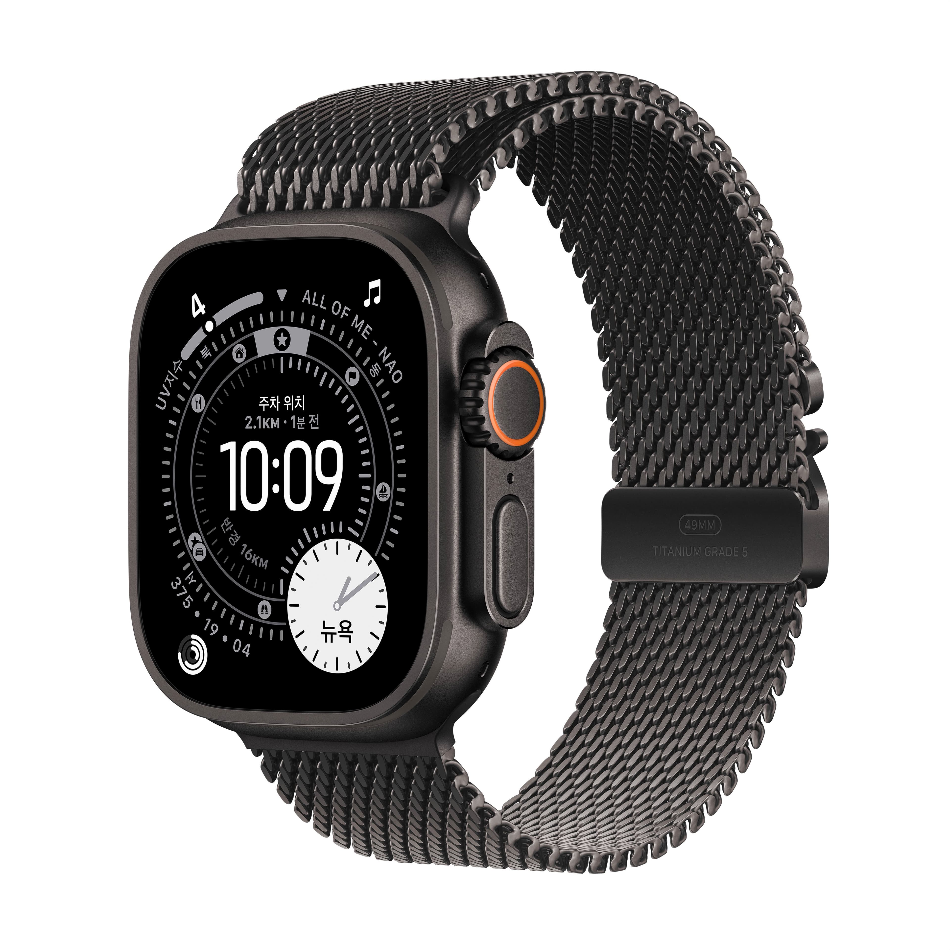 애플워치 울트라 3 49mm 블랙 티타늄, 밀레니즈 루프 (M) (MF1Q4KH/A)