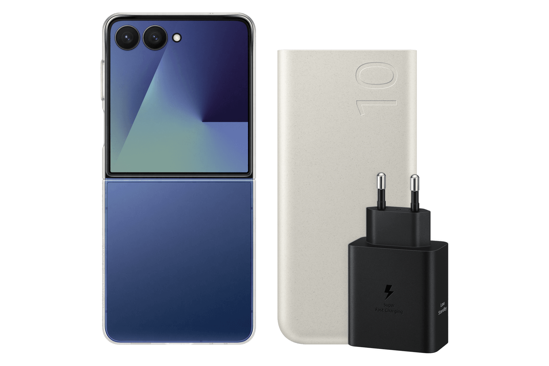 갤럭시 Z 플립7 클리어 케이스 + PD 배터리팩 10,000mAh (2023, 25W) + 50W 듀얼 PD 충전기 (USB C to C 케이블 포함) (EF-AF766CTSGKR)