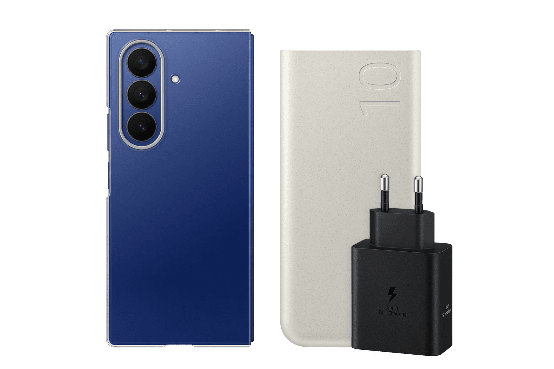 갤럭시 Z 폴드7 클리어 케이스 + PD 배터리팩 10,000mAh (2023, 25W) + 50W 듀얼 PD 충전기 (USB C to C 케이블 포함) (EF-AF966CTSGKR)