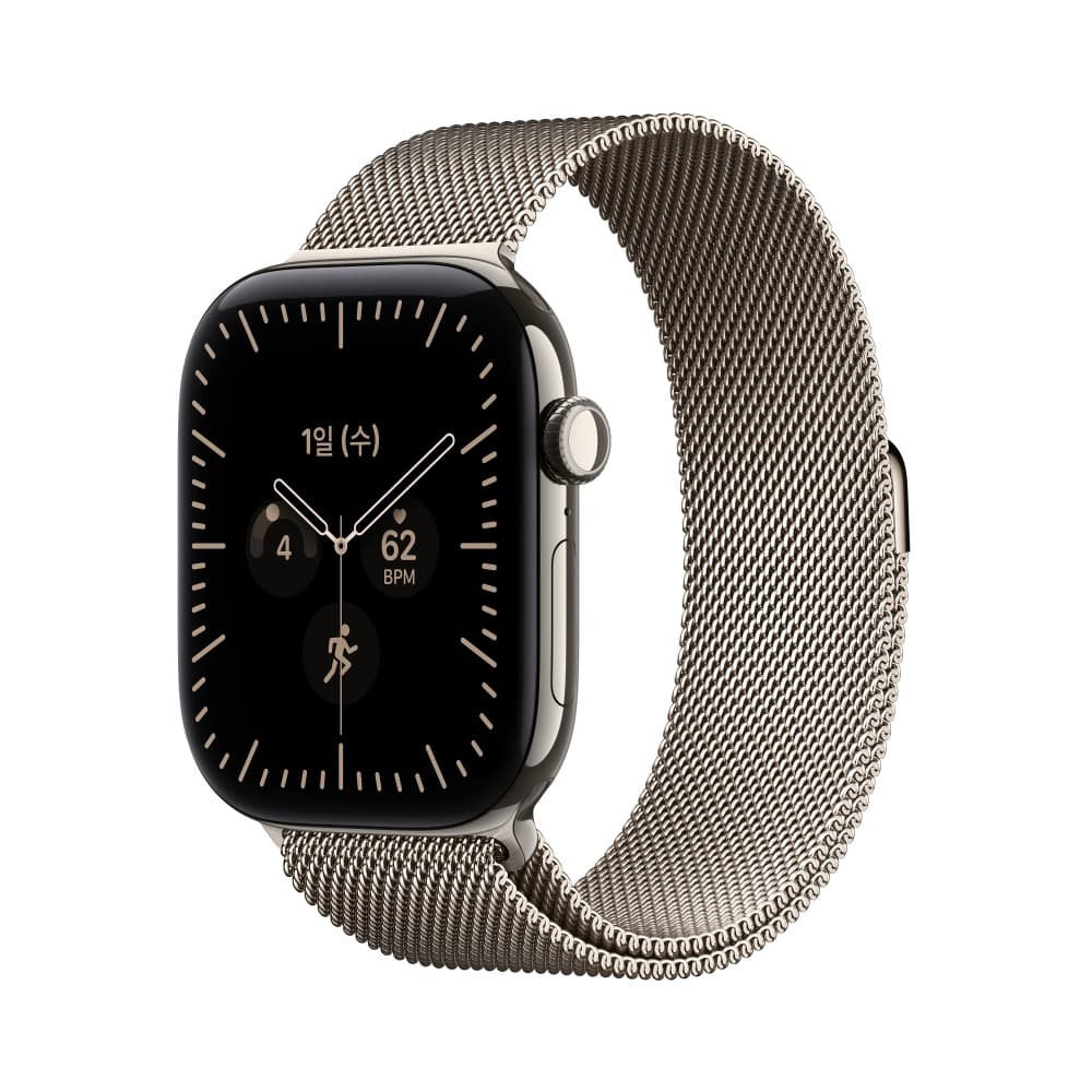 애플워치 12 2026년형 셀룰러 46mm 내추럴 티타늄, 내추럴 밀레니즈 루프 (M/L) (MJGQ4KH/A)
