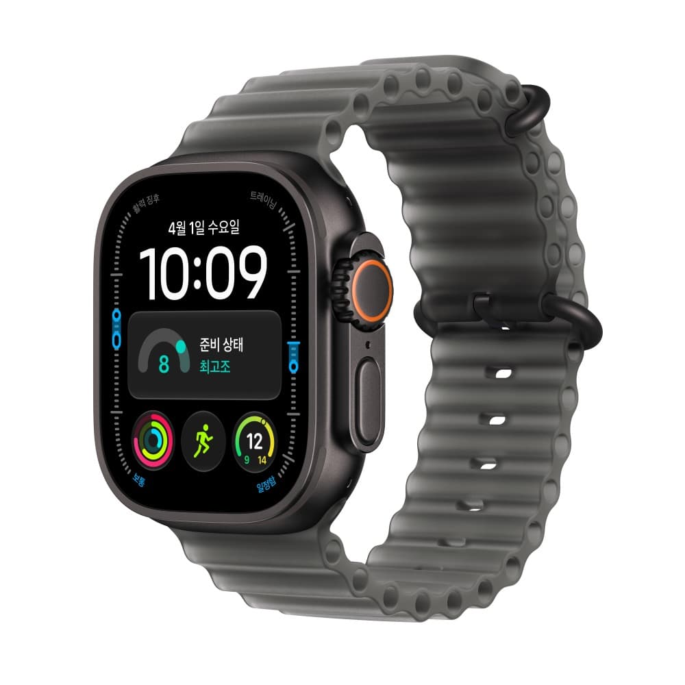 애플워치 울트라 4 2026년형 49mm 블랙 티타늄, 트랜스루센트 블랙 오션밴드 (MJAY4KH/A)
