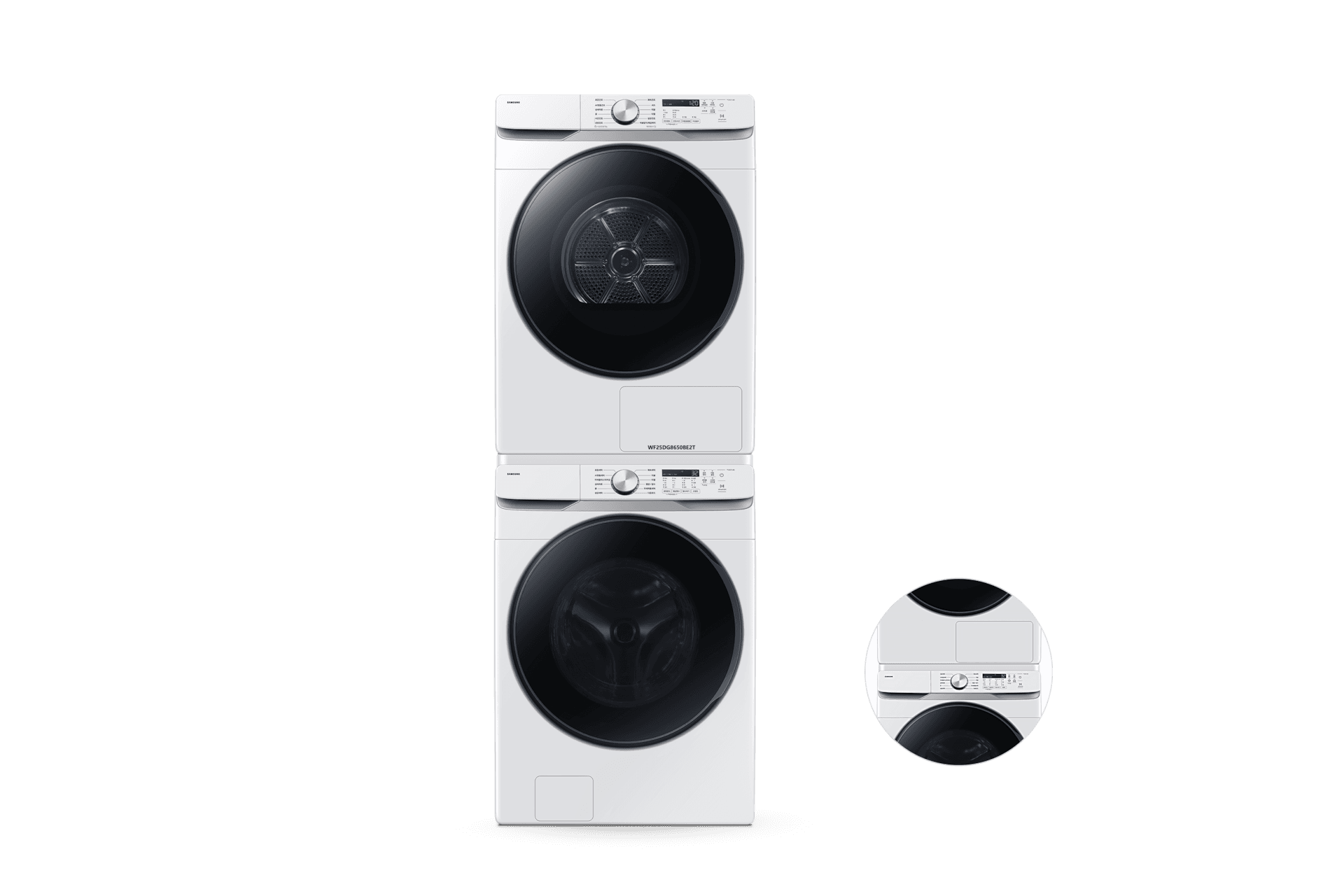 AI 세탁기+건조기 25/21kg+상단 설치 키트 (WF25DG8250BW2T)