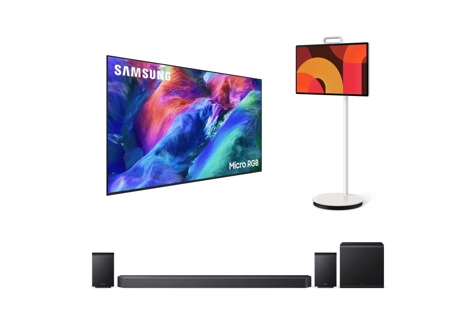 2026 Micro RGB RH9G (214cm) 풀 모션 슬림핏 벽걸이형+2025 The Movingstyle+9.1.4ch 사운드바 Q930H (KMR85RH9G-93LW)