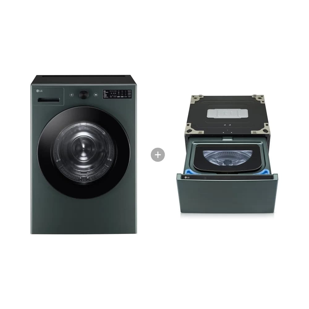 LG 트롬 오브제컬렉션 건조기+미니워시 19kg/4kg 네이처 그린 (RG19GNX)