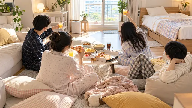 자취생 파자마파티! 대학교 시험 끝, 꾸다와 방학 집콕 즐기기